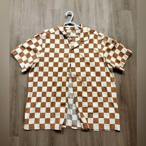 🏝️ Joe Fresh x Jessi Cruickshank Brown & Cream Checkered Shirt – XL